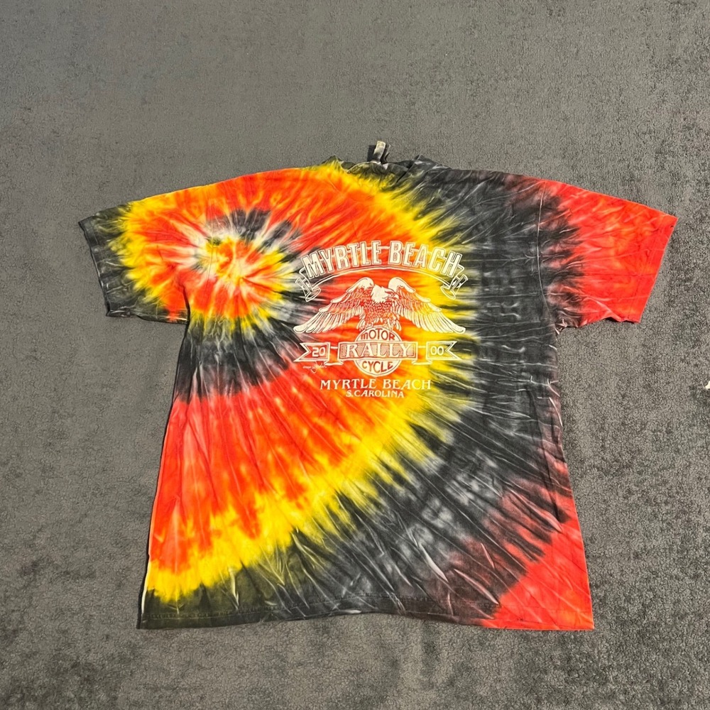 Vintage Y2K Myrtle Beach Bike Week 2000 Tie Dye Shirt Hanes XL Biker Rally Eagle